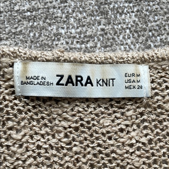 Zara Knit Women Size M Beige V-Neck Sweater - Picture 2 of 3